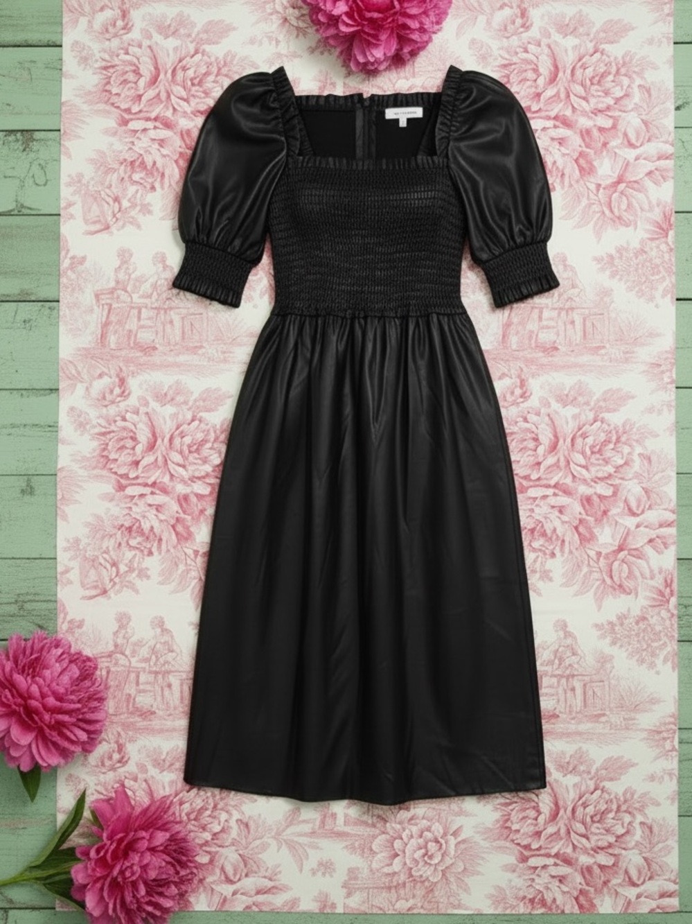 Seven for all mankind faux leather off shoulder dress